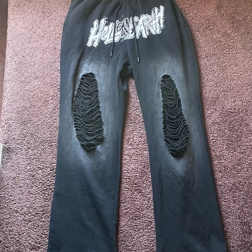 Fashion Nova Black Distressed Sweatpants